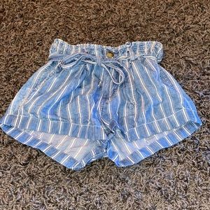 American Eagle blue and white jean shorts